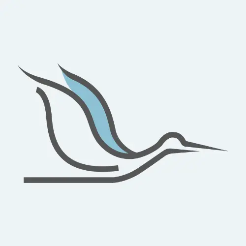 École Cybèle cigogne fond bleu